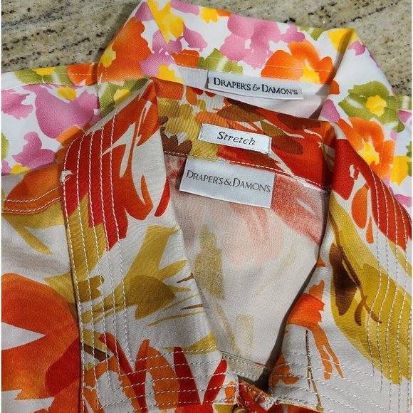 2~ Women's L Drapers & Damons Button Jackets Colorful Floral Stretch - Picture 3 of 11